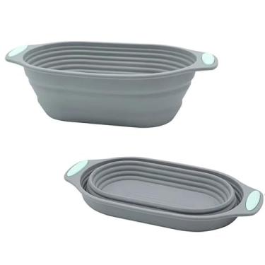 Imagem de Cesta de silicone à prova de pão, tigela dobrável para assar massa fermentada, reutilizável, feita à mão, suprimentos para padeiros (Oval)