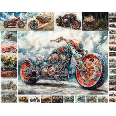 Imagem de Pacote de papel Decoupage (35 folhas 15,2 x 20,3 cm) Motos com fantásticas melhorias Steampunk, estruturas metálicas e máquinas vibrantes mesclando pinturas com elegância