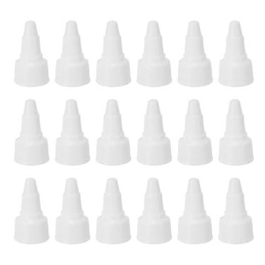 Imagem de PATIKIL Tampas de garrafa torcidas 18/410, 18 peças de tampas de substituição de garrafas de plástico com borda nervurada com junta de espuma para tampas de tinta, distribuição de cola, branco