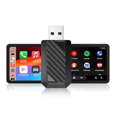 Imagem de Adaptador automotivo 2 em 1 sem fio CarPlay e Android, mini adaptador sem fio suporta método de controle original do carro, atualização OTA, Plug and Play, serve para carros com CarPlay com fio OEM