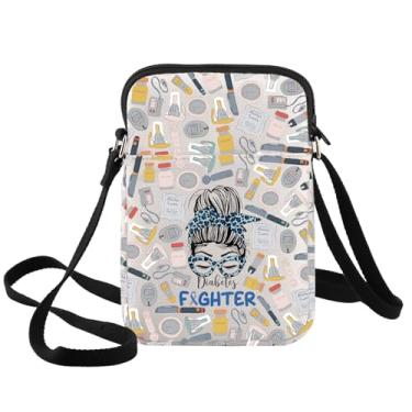 Imagem de BWWKTOP Bolsa tiracolo de conscientização de diabetes Warrior Gift Diabetes Insulin Shoulder Bag Diabetes Day Merch, Diabetes Xk B, Bolsa tiracolo