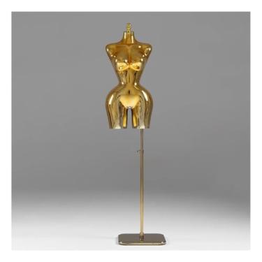 Imagem de Manequins de varejo de corpo feminino, o torso galvanizado é ajustável em altura e destacável, exibindo roupas íntimas e tops(Gold,Square)