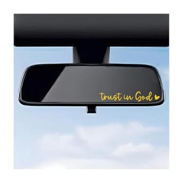 Imagem de DXNQ 4 peças de decalques de espelho retrovisor Trust in God, adesivos decorativos de vinil automotivo para espelho retrovisor, adesivos impermeáveis Trust in God para laptop de carro, caminhão