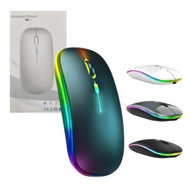 Imagem de Mouse Sem Fio Bluetooth USB Recarregável com Iluminação RGB, Sensor Ajustável e Design Ergonômico - Preto