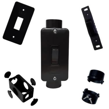 Imagem de KIT Interruptor 1 Tecla Preto + Condulete Sobrepor 4/2pol PVC Antichamas (Preto)