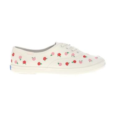 Imagem de Keds Tênis feminino Champion de lona com cadarço, Bordado creme/rosa vermelha, 39