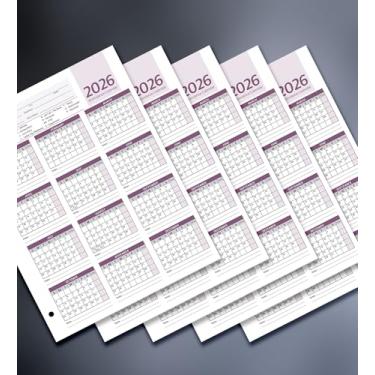 Imagem de Calendário de presença de cartão de funcionário rastreador de registro de presença 2025, papel cartolina pesado 45 kg 21,6 x 28 cm (roxo, pacote com 50 folhas)