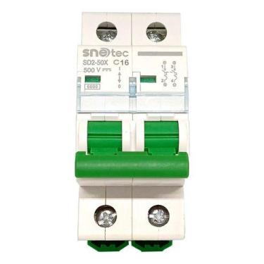 Imagem de Disjuntor Snetec 2P 500V 10A - 63A DC Proteção Fotovoltaico, 16A