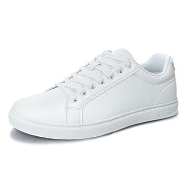 Imagem de Perry Ellis Vincent Tênis masculino casual com cadarço cano baixo (adulto masculino tamanhos 38-46), Branco, 44