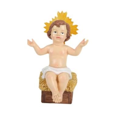 Imagem de Fenteer Estatueta de Menino Jesus, Presépio Colecionável, Estátua Brilhante, Presépio Pintado, Menino Jesus para Amigos, Escritório de Família