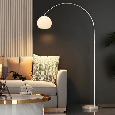 Imagem de MIXL - Luminária de chão nórdica simples com sombra branca, lâmpada de leitura de arco para sala de estar, sala de estudo e quarto ao lado, lâmpadas criativas Art Deco Bauhaus para iluminação ambiente