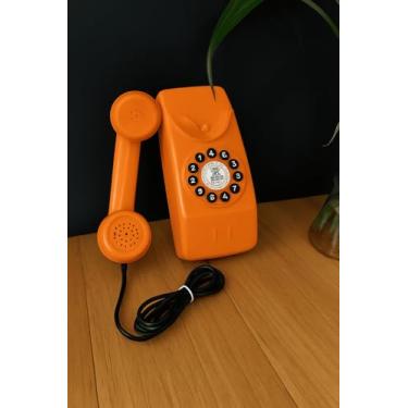 Imagem de Telefone Retrô Digital Interfone, Design Vintage, Cores Disponíveis, Modelo Parede (Laranja)