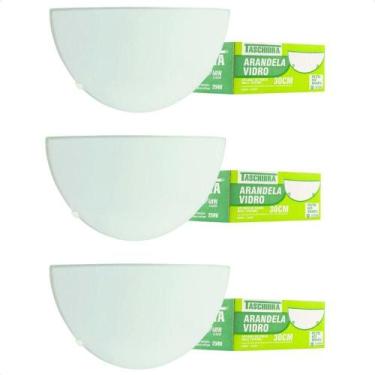 Imagem de Kit 3 Arandelas Jurerê Vidro Meia Lua E27 Taschibra