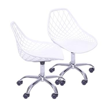 Imagem de Kit 2 Cadeiras Kaila Base Rodízio - caixa com 2 Unidade - Branca