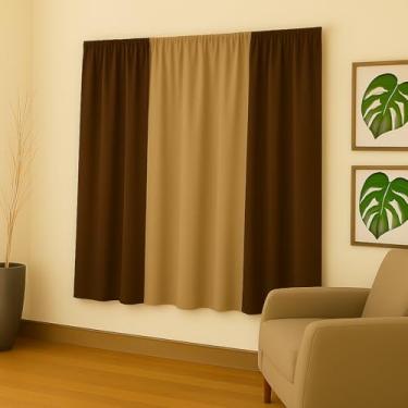 Imagem de Cortina Decorativa em Malha Gel, 2,00x1,70m, Poliéster, para Sala, Quarto e Escritório (MARROM/AVELA)