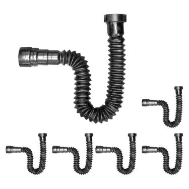 Imagem de Kit 6 Sifão Sanfonado Flex Preto Black Pia Banheiro Cozinha