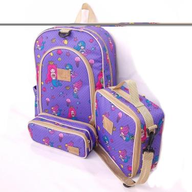 Imagem de Kit Mochila Escolar Infantil Completo Menina Menino Bolsa