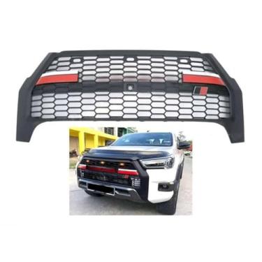 Imagem de Grade de para-choque LED para carro, tiras decorativas, kit de corpo de grade de corrida, grade de para-choque frontal compatível com Hilux ROCCO 2021-2023 peça externa