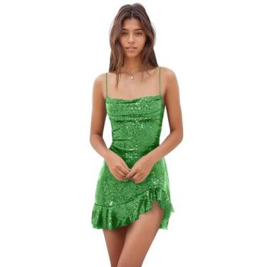 Imagem de Vestido de boas-vindas EEMEII Sequin Green Mermaid Ruffles 24W