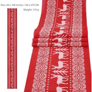 Imagem de Corredor de Mesa Vermelha de Natal, Burlap Vintage Natural Impresso - 