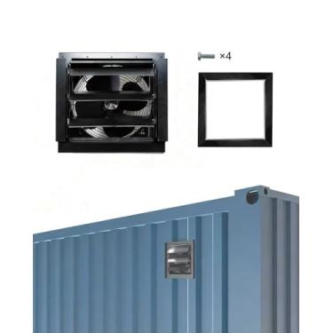 Imagem de Krysolad Ventilador de contêiner de transporte montado na parede de 25 cm, exaustor de ar com kit de estrutura de metal revestido a pó, 960 CFM, 1400 SQF, área de cobertura, adequado para caixas de