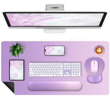 Imagem de Mouse pad grande 4 em 1 para jogos, almofada de descanso de pulso para teclado e suporte de pulso, tapete de mesa estendido à prova d'água para decoração de escritório em casa, jogo de estudo, 90 x 40