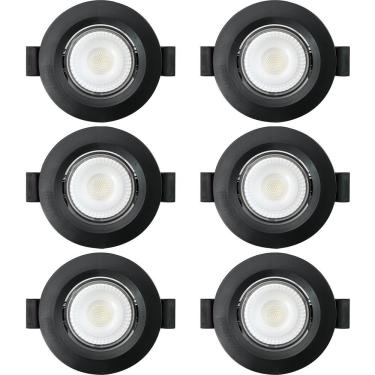 Imagem de Kit 6 Spot De Led Embutir Slim Mr11 Redondo 3w Preto Bivolt 6500k Frio