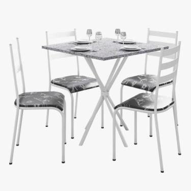 Imagem de Kit Mesa Diamante 541 Sala de Jantar 4 Cadeiras Pés Tubular - Loja Doc