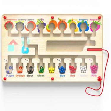 Imagem de Magnetic Maze Board Keyssori para crianças de 3 a 5 anos, cores de fru