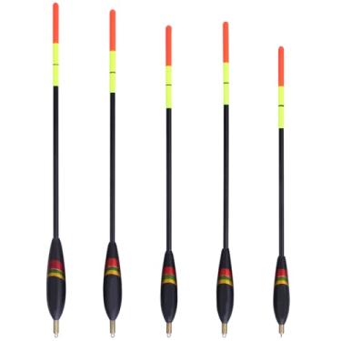 Imagem de ZAWELIYO Bobber de pesca com 5 peças, boias de pesca de madeira balsa, boias de pesca, boias de pesca, boias de pesca, kit de acessórios multiusos para iscas de alimentação de peixes