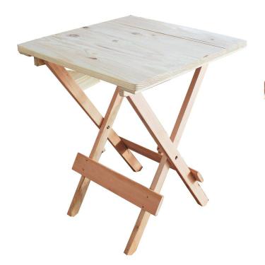 Imagem de Mesa Dobrável 70x70 Madeira Maciça Bar Lanchonete S/ Pintura