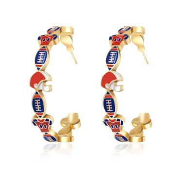 Imagem de Brincos femininos de dia de jogo (pesados) de futebol para mãe, moda, futebol, mãe, esportes, joias, acessórios de roupa de dia de jogo, one size, Cobre, Sem pedra preciosa