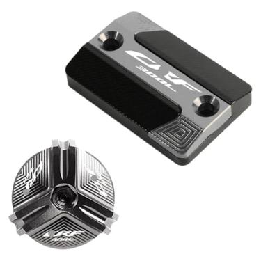 Imagem de Acessórios de motocicleta Tampa do reservatório de fluido de freio dianteiro e tampa de enchimento de óleo do motor compatível com CRF300L CRF 300 L CRF 300L 2021 2022 (combinação cinza)