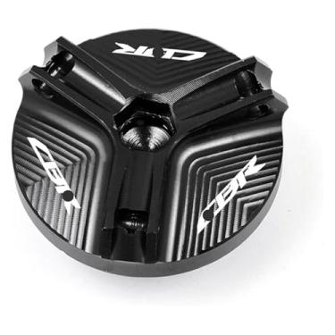 Imagem de Compatível com CBR 1000RR 1000 RR 2005-2018 Tampa de enchimento de óleo de motocicleta cilindro mestre tampa de reservatório de fluido de freio meia CBR1000RR (1 plugue preto)