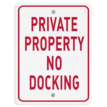 Imagem de Placa de metal vertical de alumínio vários tamanhos propriedade privada sem ancoragem vermelha com borda à prova de intempéries rua 30 x 45 cm