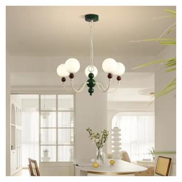 Imagem de Lustre de vidro creme Wind, moderno, com lâmpada de vidro, pendente, para quarto, sala de estar, cozinha, sala de estudo, lâmpadas de lustre