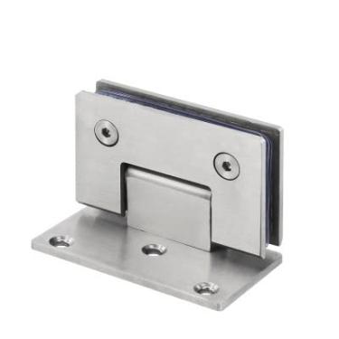 Imagem de Dobradiça pivô aço inoxidável sem moldura de vidro níquel escova dobradiça de porta 90 graus de braçadeira de banheiro conjunto de dobradiças de clipe de vidro dobrável para banheiro (cor: Ss-90d