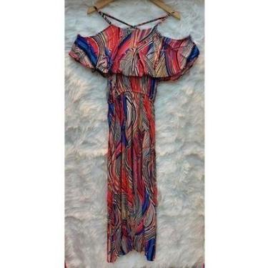 Imagem de Vestido Feminino Estampados Longo Manga Em Babado Verão - Unistar