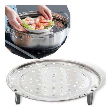 Imagem de Base Para Cozimento A Vapor Cesto Cozinhar 22 Cm Redondo Cor Aço inox 