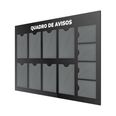 Imagem de Quadro Avisos Gestão Mural 8 Displays A4 e 4 A5 Acm Preto - DC Express