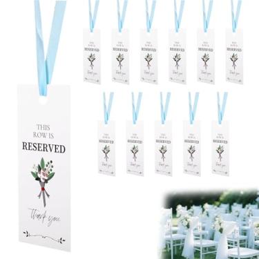 Imagem de 12unid Placas de Cadeiras Reservadas, Papelão 14x6cm Placas de Fileira Reservada para Casamentos Bancos Igreja e Celebrações (Branco)