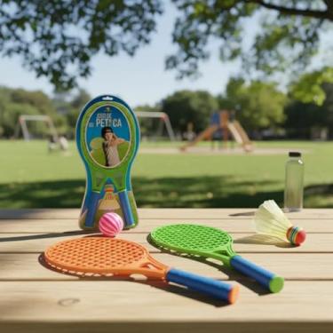 Imagem de Jogo De Peteca C/ 2 Raquetes + 1 Bola Brinquedo Infantil