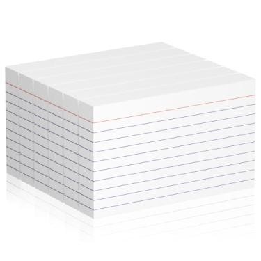 Imagem de Cartões de índice de 7 x 12 cm, 600 cartões pautados brancos, cartões didáticos universitários, resistentes e duráveis com linhas pautadas para casa, escritório e material escolar
