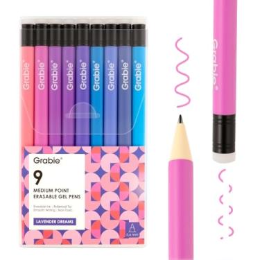 Imagem de Grabie Canetas de gel apagáveis, 9 cores apagáveis, multicoloridas, fazem com que os erros desapareçam, canetas coloridas de ponta média de 0,6 mm para desenho, planejador de escrita, canetas de gel