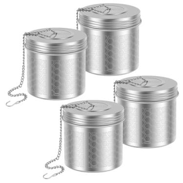 Imagem de 4 infusor de chá, coador de chá de malha fina de aço inoxidável 304 com gancho de corrente estendida, filtro de chá de folhas soltas para chá, especiarias e temperos