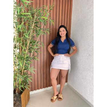 Imagem de Mini Saia Cargo Branca Com Barra Feita Alianza Jeans