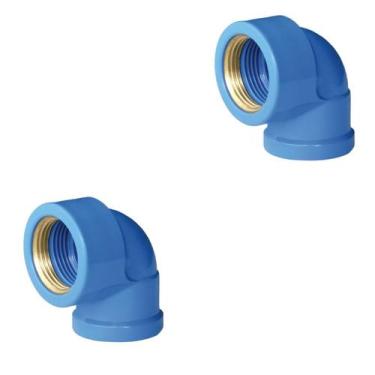 Imagem de 2 Unidades Joelho LR Bucha Latão 25x1/2" Azul - Multilti