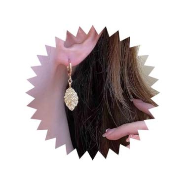 Imagem de Aneneiceera Brincos de gota de folha de cristal vintage CZ brincos de folha de filigrana de ouro brincos de pingente CZ brincos de gancho para mulheres, Zinco, nah