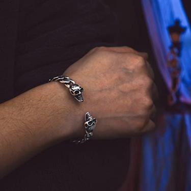 Imagem de Pulseira masculina com corrente de elos cubanos de aço inoxidável ajustável, joia gótica, One Size, Aço inoxidável, Sem Pedra Preciosa