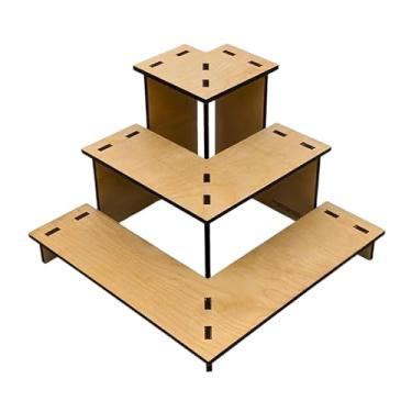 Imagem de Ｂｅｓｇａ Suporte de mesa expositor de 3 níveis para varejo, expositor de canto de 3 degraus para velas e sabonetes, ideal para alimentos e bebidas em balcões